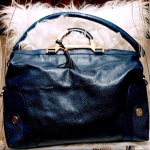 💙 JM Oversized Leather Hobo Travel Bag Navy Blue